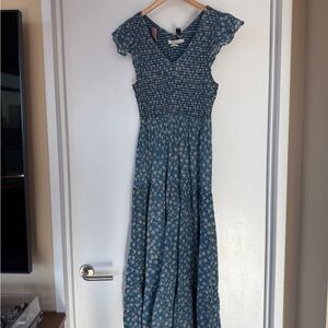 Christy Dawn Blue and Cream Floral Maxi Dress